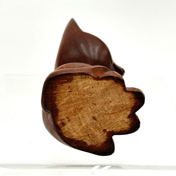 Vintage Carved Dark Wood Cat Statue Mid Century Modern Retro - Picture 7 of 10